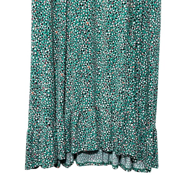 Torrid Wrap Dress NWT Size 5X Green Knit Pebble Print Puff Sleeve Ruffle Hem - Picture 4 of 16